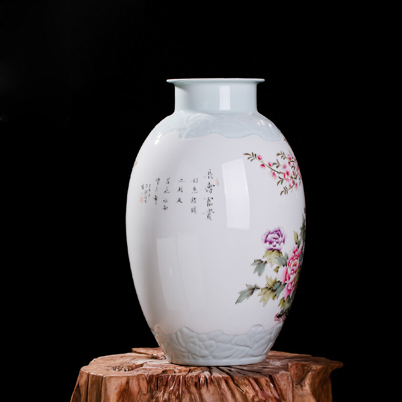 景德鎮(zhèn)全手工粉彩陶瓷 長壽富貴藝術(shù)仿古花瓶的收藏與饋贈價(jià)值